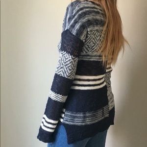 Navy and white knitted sweater. Never worn.